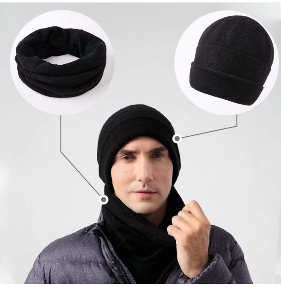 Skullies & Beanies 2pcs Gift Box-Style Winter Beanie Hat Scarf Set Warm Knit Hat Wool Skull Cap for Men Women - Black - C318A...