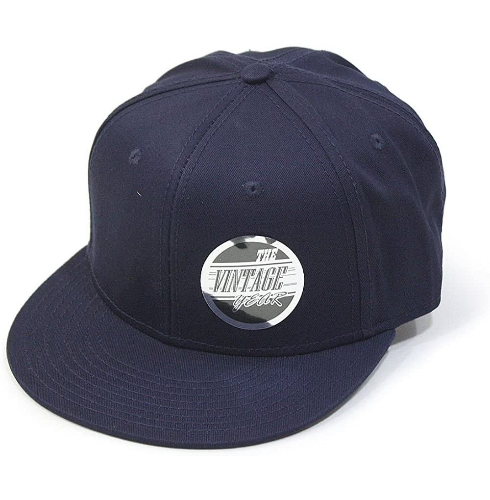Baseball Caps Premium Plain Cotton Twill Adjustable Flat Bill Snapback Hats Baseball Caps - Navy - CW12BIX4K0Z