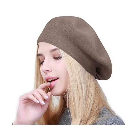Berets Women Wool Beret Solid Color Beanie Cap Warm Spring Winter French Hat Classic Blended Beret for Girls Casual Use - C51...