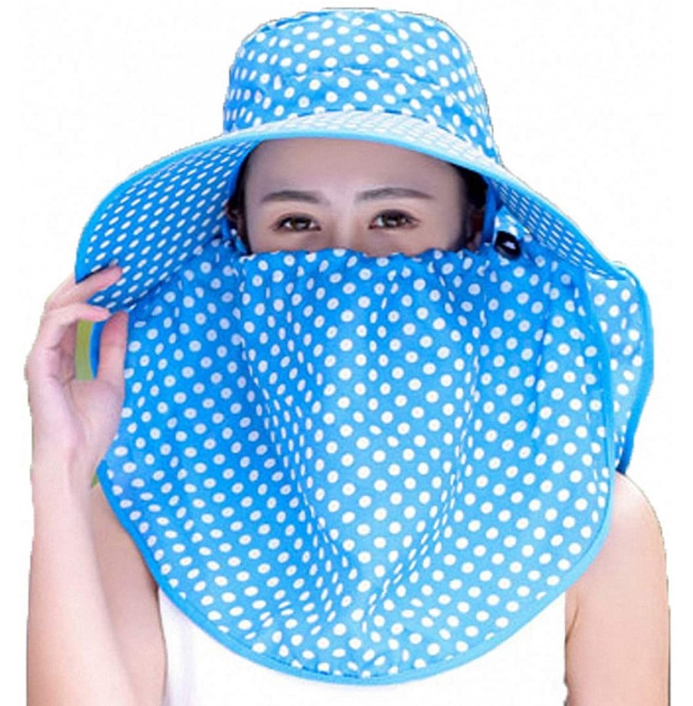 Sun Hats Women's UPF+50 Sun Visor Detachable Flap Hat Foldable Wide Brimmed UV Protection Hat - Lj-02sky Blue - C21963MATLE