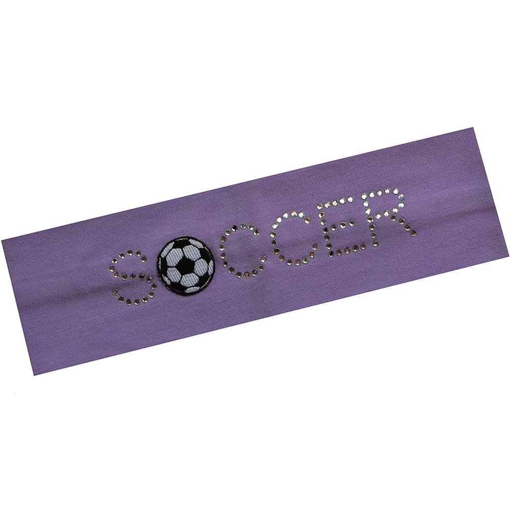 Headbands SOCCER BALL Rhinestone Cotton Stretch Headband for Girls- Teens and Adults Soccer Team Gifts - Lavender - C711BHA0GS9