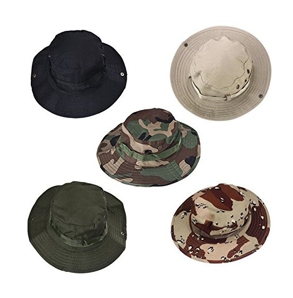 Bucket Hats Hunting Fishing Military Camouflage Foldable - Black - CW18QXEHTQ6