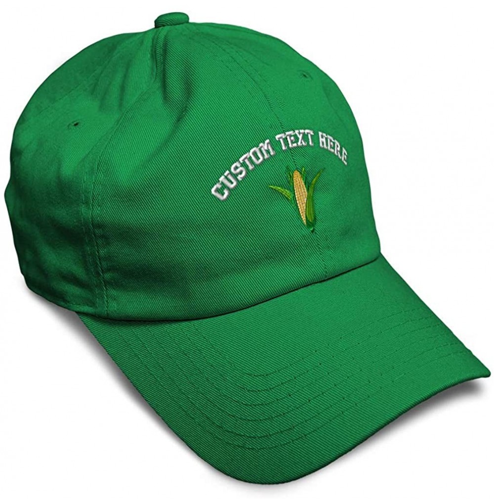 Baseball Caps Custom Soft Baseball Cap Ear of Corn Embroidery Dad Hats for Men & Women - Kelly Green - CG18SKR9N00