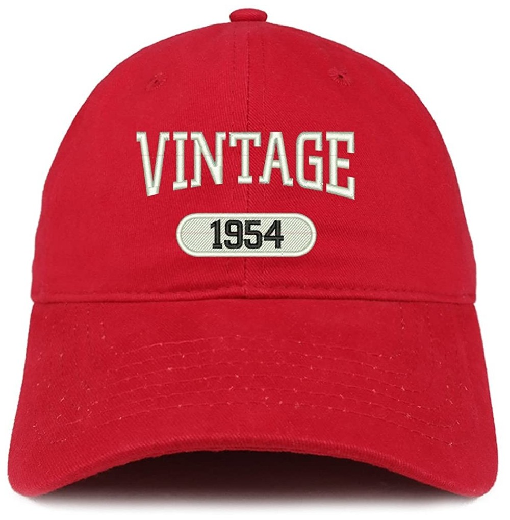 Baseball Caps Vintage 1954 Embroidered 66th Birthday Relaxed Fitting Cotton Cap - Red - CL12O7T6OW6
