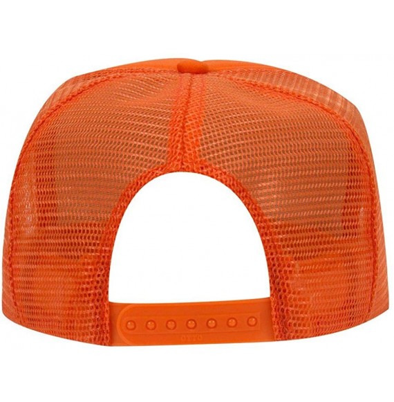 Baseball Caps Polyester Foam Front 5 Panel High Crown Mesh Back Trucker Hat - Orange - CC12EXF26RJ