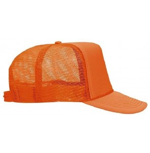 Baseball Caps Polyester Foam Front 5 Panel High Crown Mesh Back Trucker Hat - Orange - CC12EXF26RJ