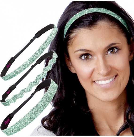 Headbands Women's Adjustable NO SLIP Bling Glitter Headband Mixed 3pk (Mixed Seafoam 3pk) - Mixed Seafoam 3pk - CV12FUOYPCB