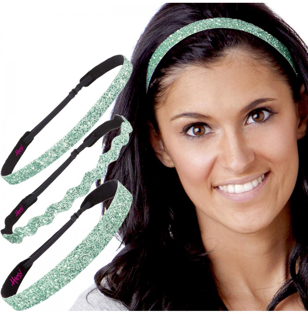 Headbands Women's Adjustable NO SLIP Bling Glitter Headband Mixed 3pk (Mixed Seafoam 3pk) - Mixed Seafoam 3pk - CV12FUOYPCB