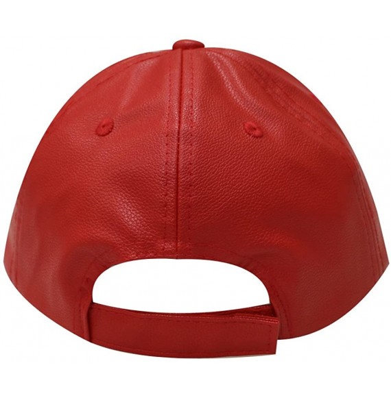 Baseball Caps Eyelashes Cotton Baseball Cap - Leather Red - CX12NV6HUL9