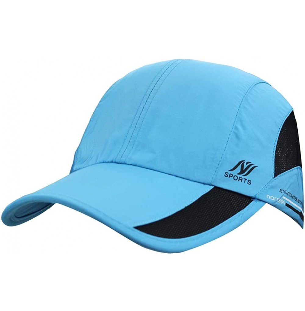 Baseball Caps Men Women Summer Mesh Snapback Running Baseball Tennis Ball Golf Hats Caps Visor - Sky Blue - CO12G5RN3UH