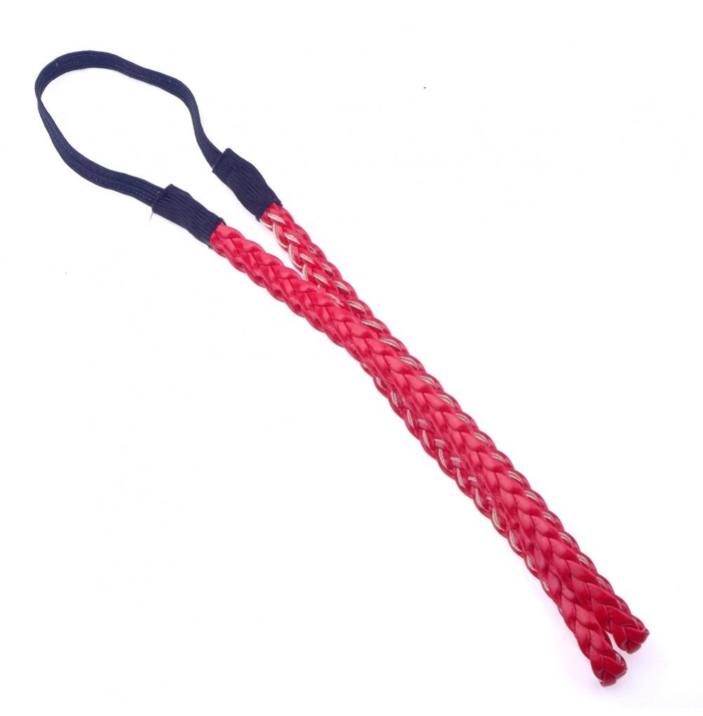 Headbands Fashion Women Girls Leather Woven Hair Band Double Braided Headband (red) - red - CP11S3Q4HM7