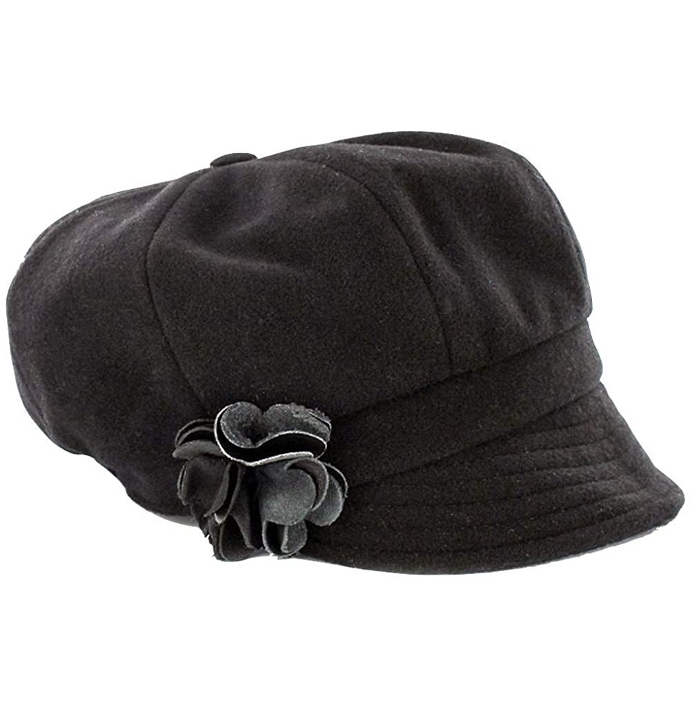 Newsboy Caps Ladies Newsboy Hat - Black Wool - C318OQNUD78