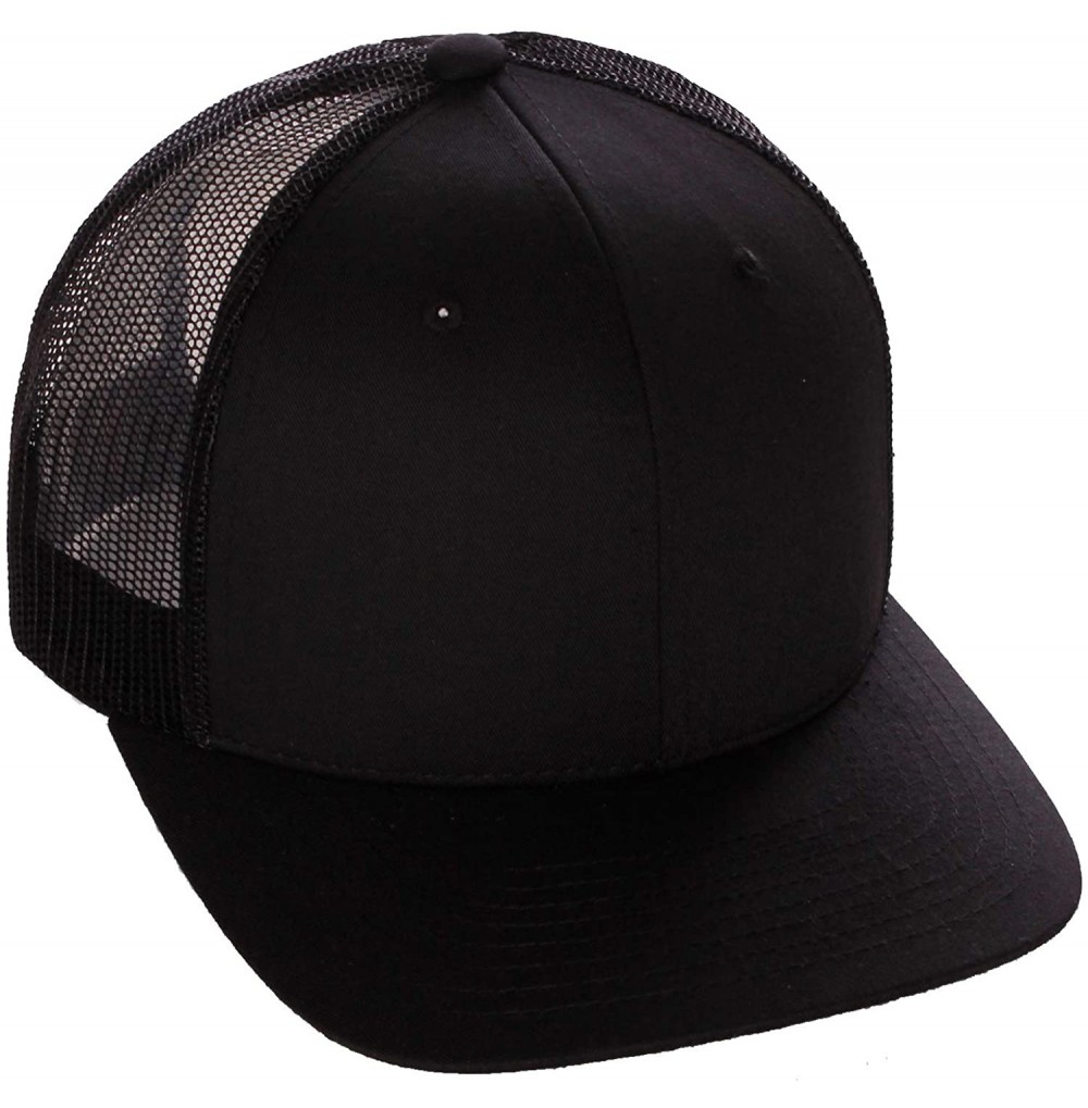 Baseball Caps Vintage Retro Style Plain Two Tone Trucker Hat Adjustable Snapback Baseball Cap - Black Black - CF18HM0CSGL