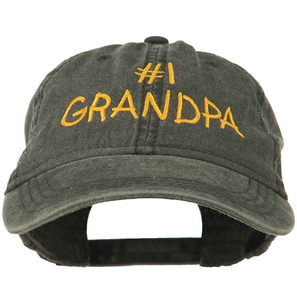 Baseball Caps Number 1 Grandpa Letters Embroidered Washed Cotton Cap - Black - CD11NY31SDP