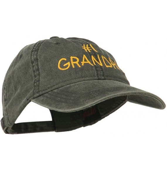 Baseball Caps Number 1 Grandpa Letters Embroidered Washed Cotton Cap - Black - CD11NY31SDP