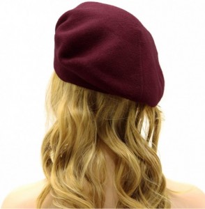 Berets French Beret Hat-Reversible Solid Color Cashmere Beret Cap for Womens Girls Lady Adults - Burgundy - CH18KELIU5X
