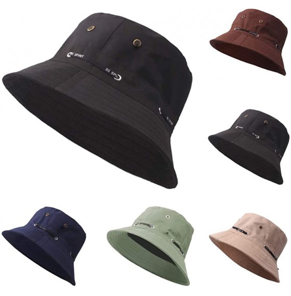 Bucket Hats Unisex 100% Cotton Packable Summer Travel Bucket Beach Sun Hat - Navy - CQ18STTC5SK