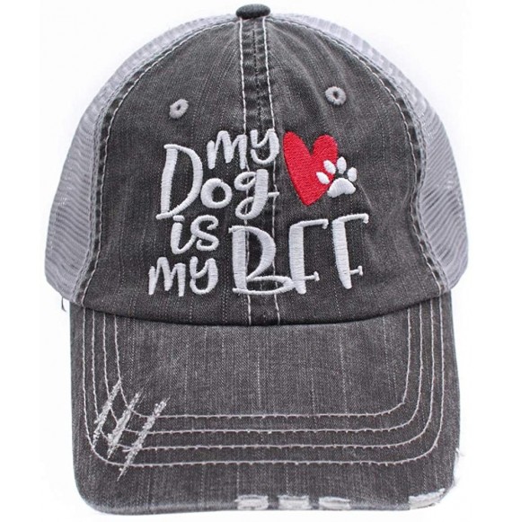 Baseball Caps My Dog is My BFF mom Embroidered Women's Trucker Hats Caps - Hot Pink - CE18M6AR2YR