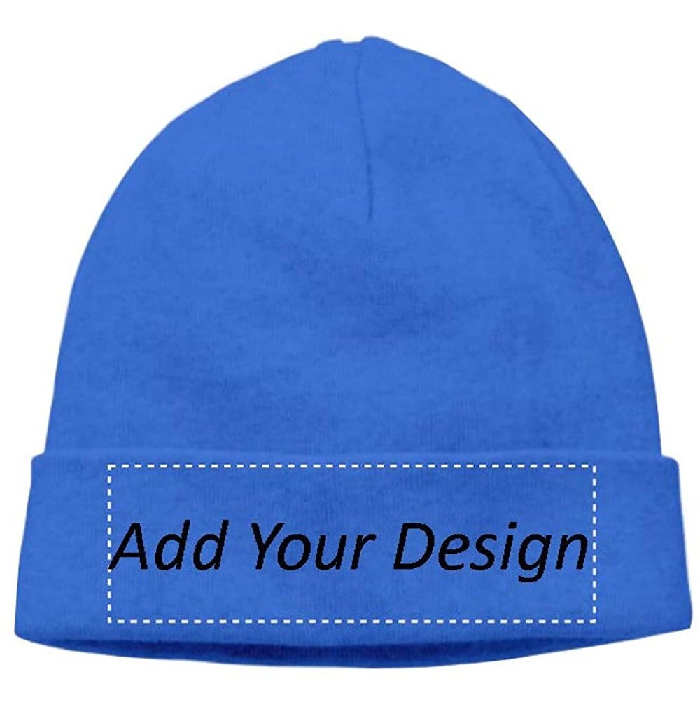 Skullies & Beanies Custom Hat Wool Cuffed Plain Beanie Warm Winter Knit Hats Skull Cap DIY Hat - Blue - CM18LXWWN4N