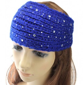 Skullies & Beanies Women Fashion Crochet Rhinestone Headband Knitted Hat Cap Headwrap Band - Green - CK187INQ7Y5