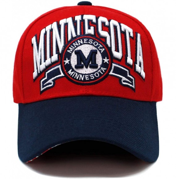 Baseball Caps Team Color City Name Embroidered Baseball Cap Hat Unisex Football Basketball - Minnesota-red - C318RZ56UR9