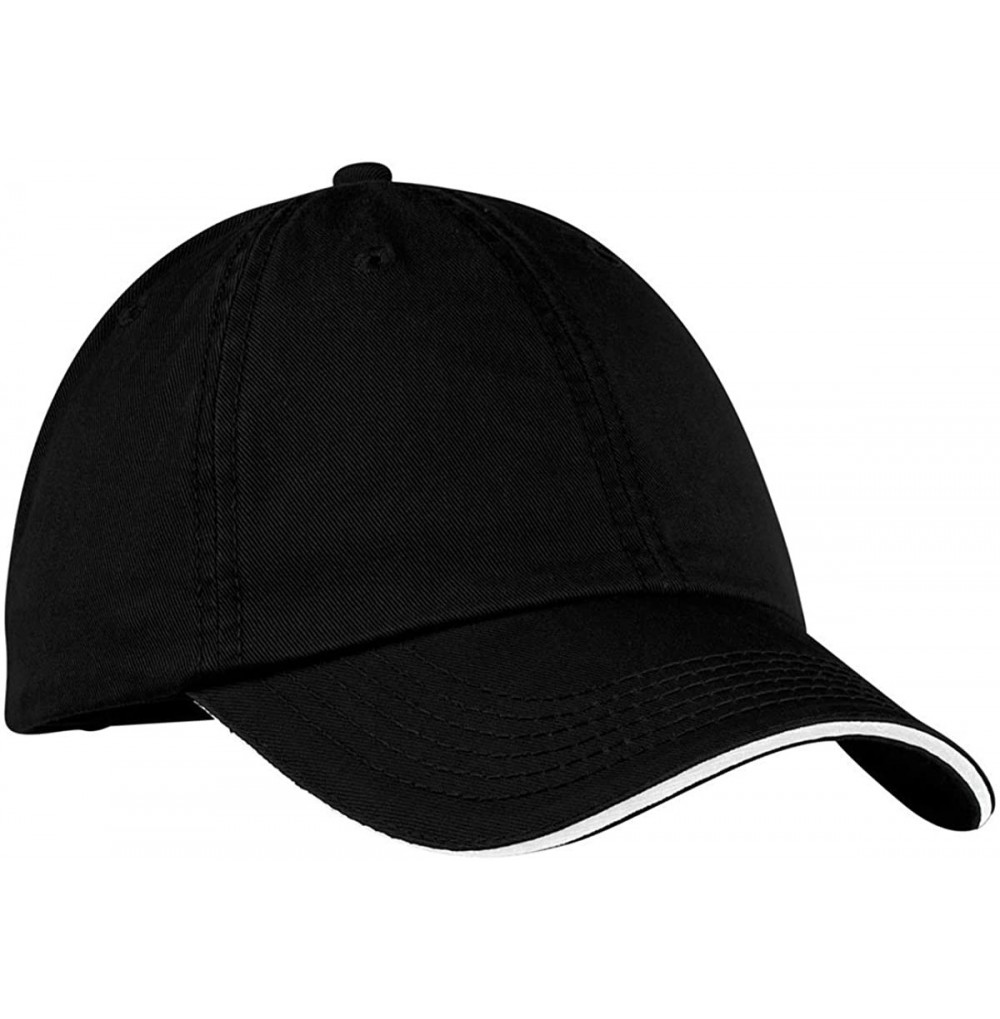 Baseball Caps NEW Washed Twill Sandwich Cap- Black/White - CV111GGEEJR