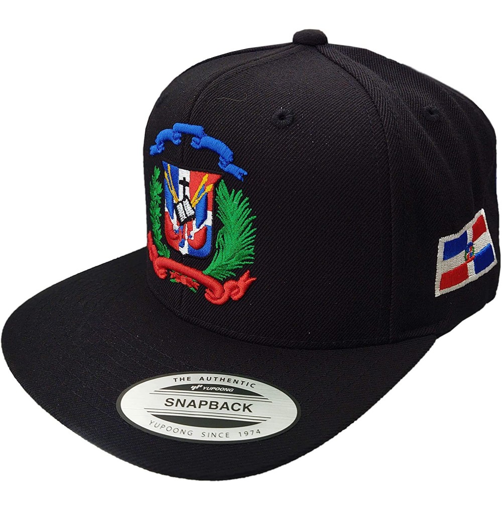 Baseball Caps Dominican Republic Shield Snapback Cap - Black - CI12O2U98WO