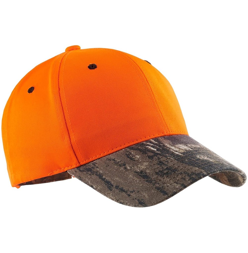 Baseball Caps Men's Safety Cap with Camo Brim - Orange Blaze/Mossy Oak - CU11NGRYVNN