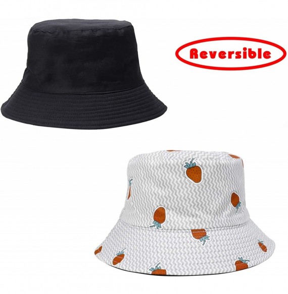 Sun Hats Fashion Fruit Bucket Hat for Women Trendy Strawberry Painted Foldable Summer Cotton Fisherman Sun Caps - CV1983RO20C