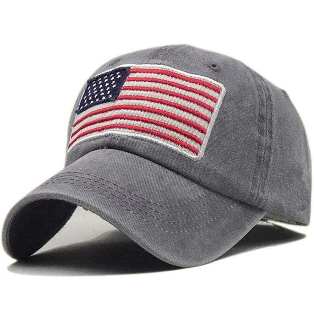 Baseball Caps Washed Baseball-Hats American-Flag Distressed - 100% Distressed Cotton Dad Hat Embroiderred for Unisex - Grey -...
