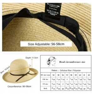 Sun Hats Womens Hand-Crocheted Straw Floppy Sun Hat Foldable UPF Beading Decoration - 16036_beige - CK12FVI9JV3