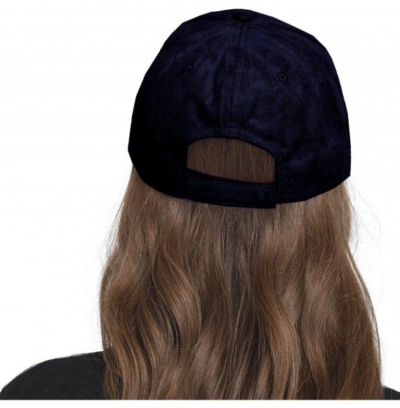 Baseball Caps Everyday Faux Suede 6 Panel Solid Suede Baseball Adjustable Cap Hat - Navy - CH12MYQ40G4