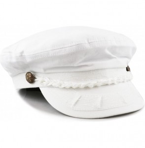 Newsboy Caps Unisex Cotton Yachting Style Sailing Greek Fisherman Cap hat - White - CK17Z722YMK