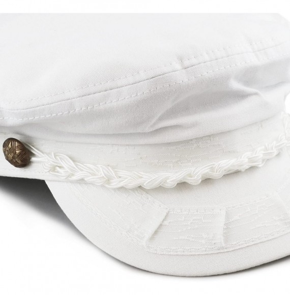 Newsboy Caps Unisex Cotton Yachting Style Sailing Greek Fisherman Cap hat - White - CK17Z722YMK