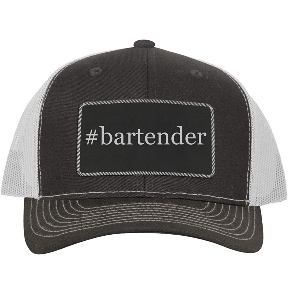 Baseball Caps Bartender - Leather Hashtag Black Metallic Patch Engraved Trucker Hat - Grey\white - CQ18Z9TNLTW
