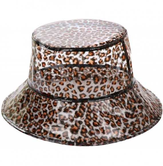 Bucket Hats Clear PVC Bucket Hat Vinyl Rain Hat Designer Style - Cheetah (Soft) - CG199RZY9YI