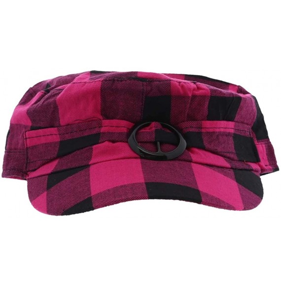 Newsboy Caps Plaid Hat with Buckle Newsboy Cap for Women - Hot Pink - C418HXA2Y8Y