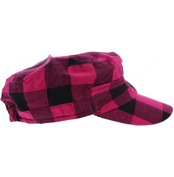 Newsboy Caps Plaid Hat with Buckle Newsboy Cap for Women - Hot Pink - C418HXA2Y8Y