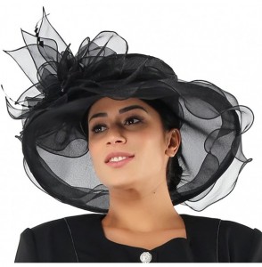 Sun Hats Women Hats Summer Big Hat Wide Brim Top Flower White Black - Black-1 - C718CNSZZHY