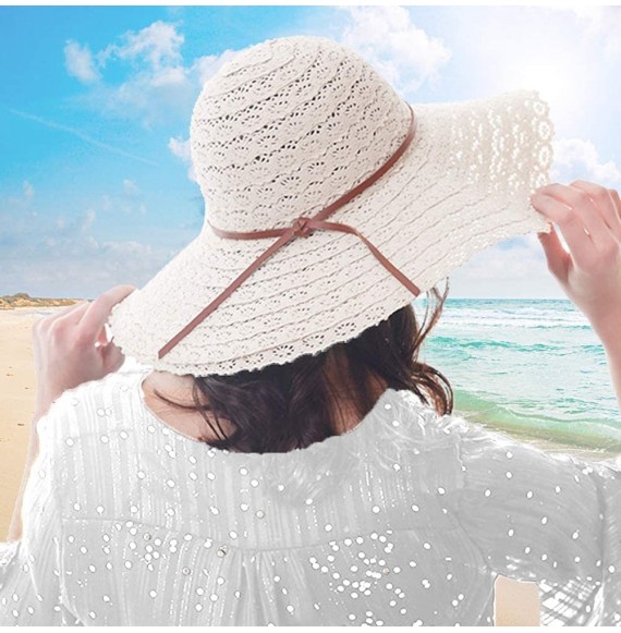 Sun Hats Women Summer Beach Sun Hats Floppy Packable Hat for Women Lace Straw Hats Wide Brim Hat UV UPF Sun Protection - CP19...