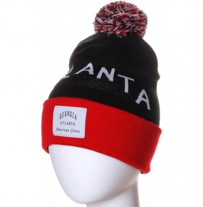 Skullies & Beanies Unisex USA Fashion Arch Cities Pom Pom Knit Hat Cap Beanie - Atlanta Black Red - C012N45AWGD