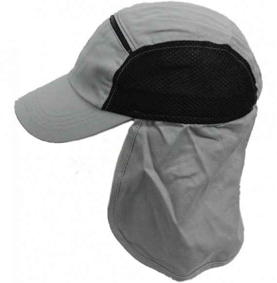 Sun Hats Baseball Cap Ear Flap Pocket Sun Neck Cover Bonnie Visor Camo Hiking Fishing - Gray - CW18U2EY2DX