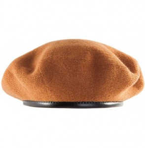 Berets British Military Berets for Men - Women Warm Knit Beret Hat Spring Hat Soft - Rust Orange (With Satin Lining) - CH18AG...