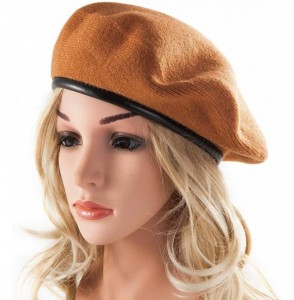 Berets British Military Berets for Men - Women Warm Knit Beret Hat Spring Hat Soft - Rust Orange (With Satin Lining) - CH18AG...