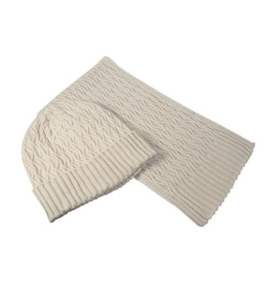 Skullies & Beanies Women 3 Pieces Winter Set Warm Knitted Cable Hat Scarf Gloves Set - Cream - CJ186W25RGY