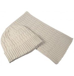 Skullies & Beanies Women 3 Pieces Winter Set Warm Knitted Cable Hat Scarf Gloves Set - Cream - CJ186W25RGY