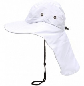 Sun Hats Outdoor Sun Protection Hunting Hiking Fishing Cap Wide Brim hat with Neck Flap - White - CE18G7W3X2Y