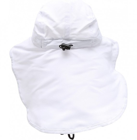 Sun Hats Outdoor Sun Protection Hunting Hiking Fishing Cap Wide Brim hat with Neck Flap - White - CE18G7W3X2Y