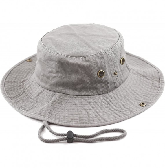 Sun Hats 100% Cotton Stone-Washed Safari Wide Brim Foldable Double-Sided Sun Boonie Bucket Hat - Grey - CI12O44EC3H