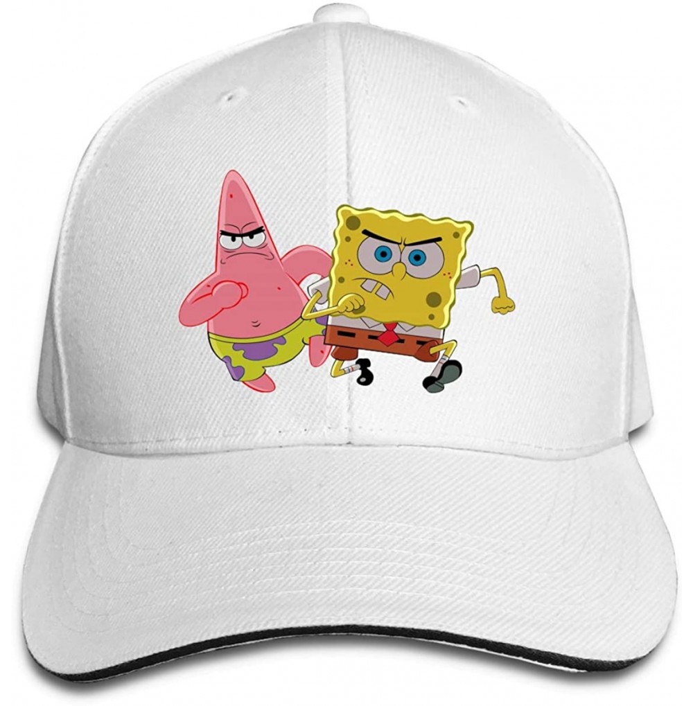 Baseball Caps Men's Angry Spongebob Cotton Snapback Caps Dry and Crisp Cool TravelMid Crown Curved Bill Tennis Caps - White -...